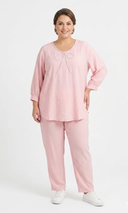 Dusty Rose Graceful Bow Cord Set