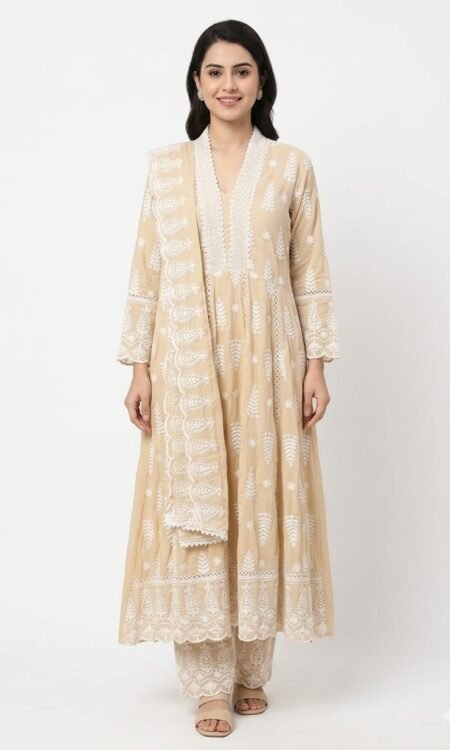 Embroidered Three-Piece Anarkali Sets