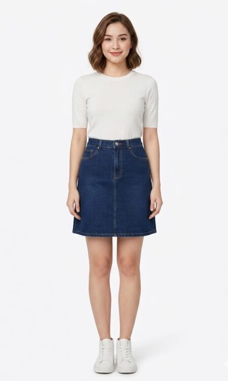 dark blue denim skirt
