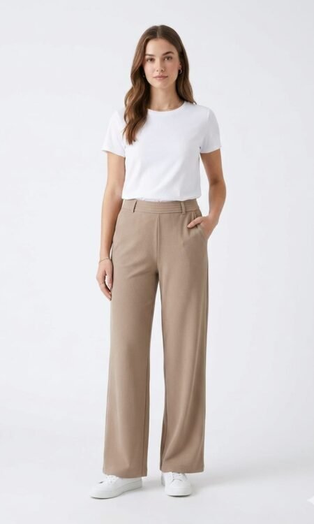 Beige Slim-Fit Culottes