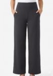 black jegging-style trousers