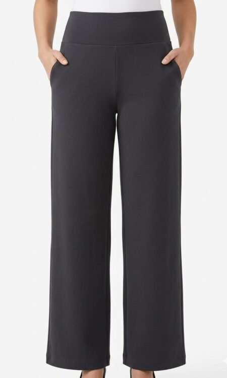 black jegging-style trousers