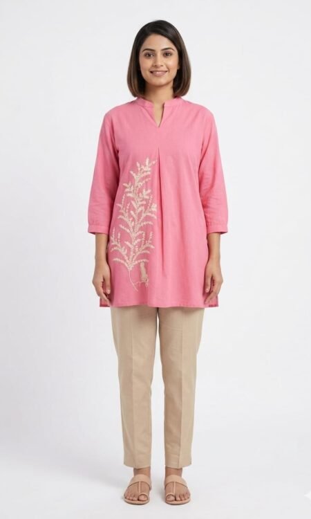 Pink Floral-Spray Kurti