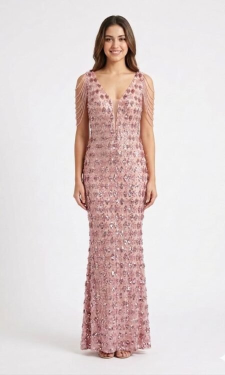 Stunning Onion Pink Evening Gown