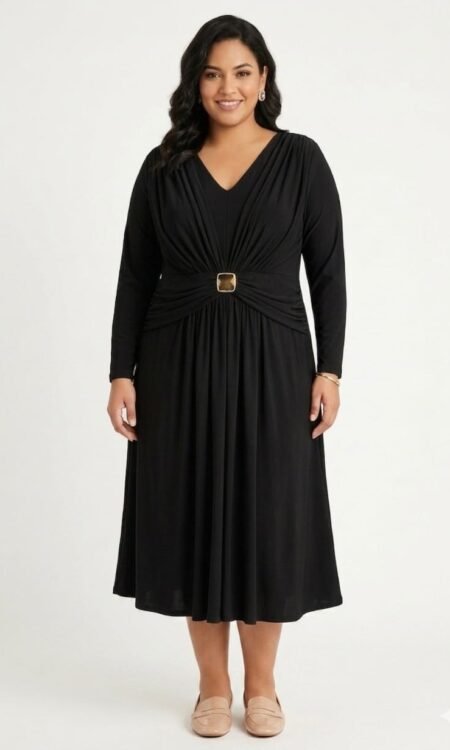 Black Midnight Gathered Midi