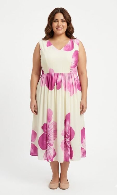 Oversized Floral Print Midi Dress