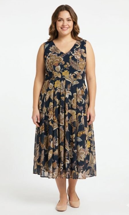 Paisley Floral Print Midi Dress
