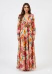 Organza Floral Chiffon Maxi Dress