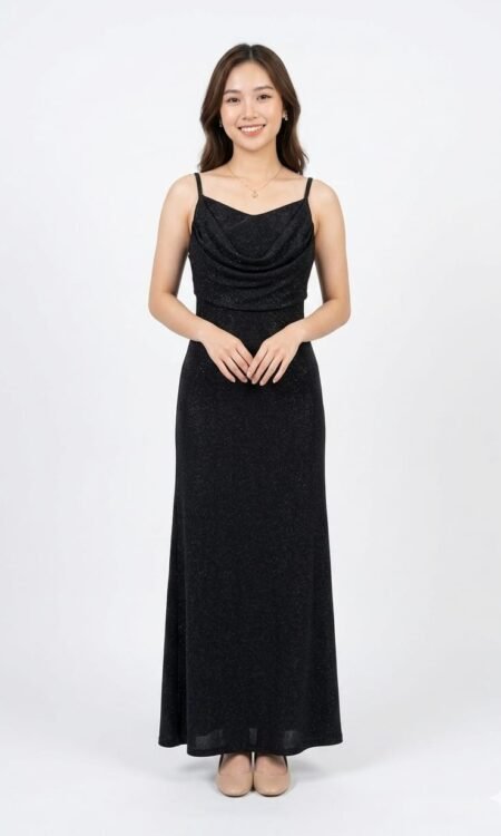 Elegant Black Shimmering Maxi Dress