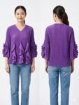 Royal Purple Pleated Ruffle Top