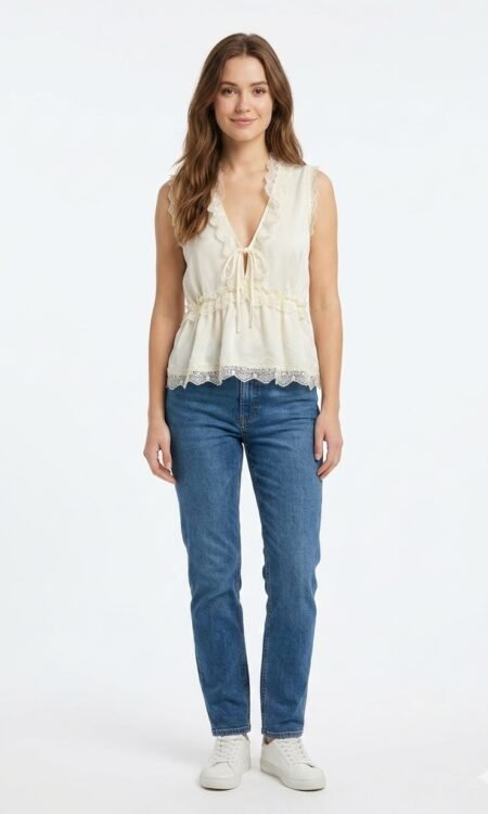 floral-patterned lace white