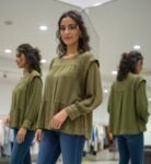 olive green button-down tunic
