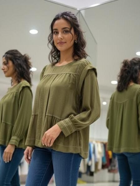 olive green button-down tunic