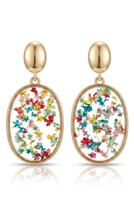 Premium Pressed Wildflower Resin Droplet Earrings