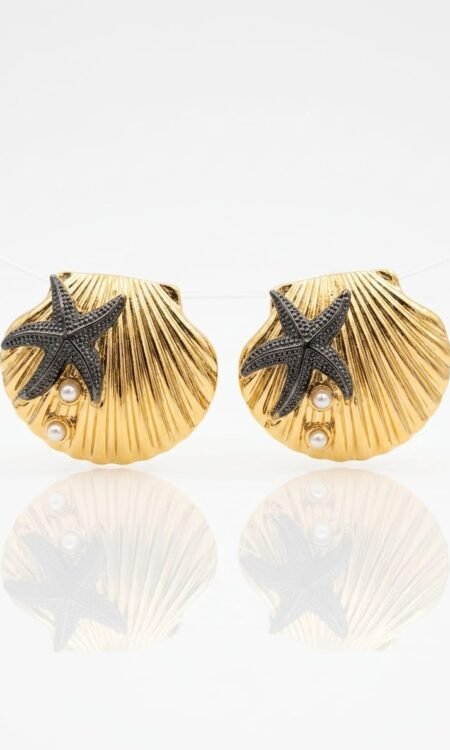 Premium Coastal Baroque Scallop & Starfish Statement Earrings