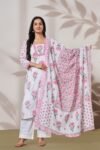 pink and white cotton suit set