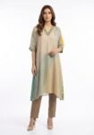 Premium Sandy Beige Whimsical Waves Kaftan Tunic