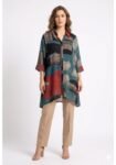Premium Indigo Teal Whimsical A-Line Short Kurti