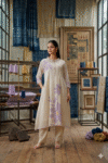 ivory and lilac floral-placement tunic set