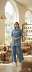 Embellished Mid-Wash Denim Shirt