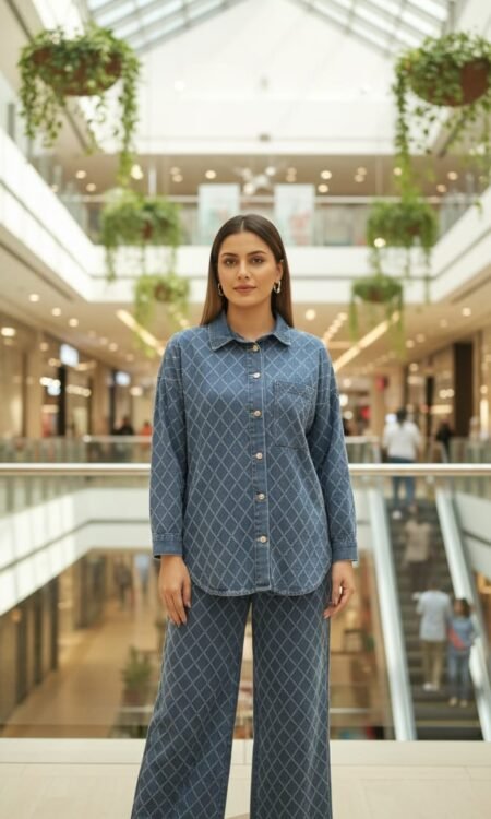 Embellished Ice-Blue Denim Shirt