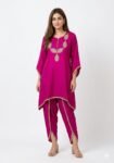 Magenta Embroidered Dhoti Set