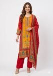 Mustard & Red Printed Suit Set