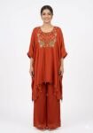 rust-orange two-piece kaftan set
