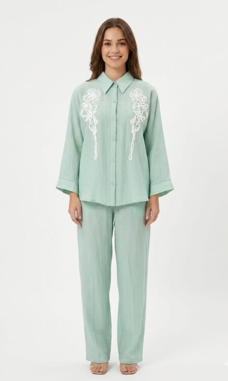 Mint Green Floral Embroidery Set