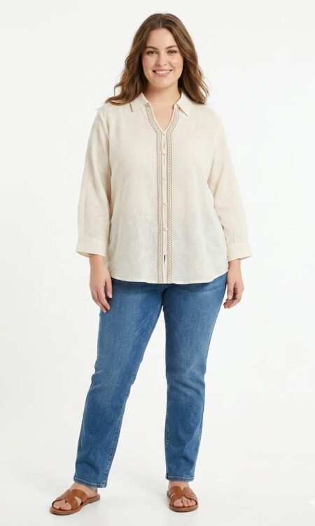 White Embroidered Layering Top