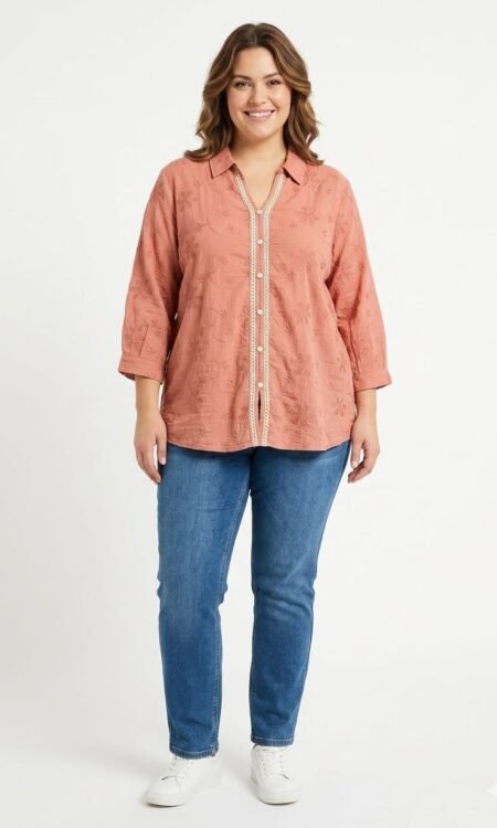 Terracotta Embroidered Layering Top