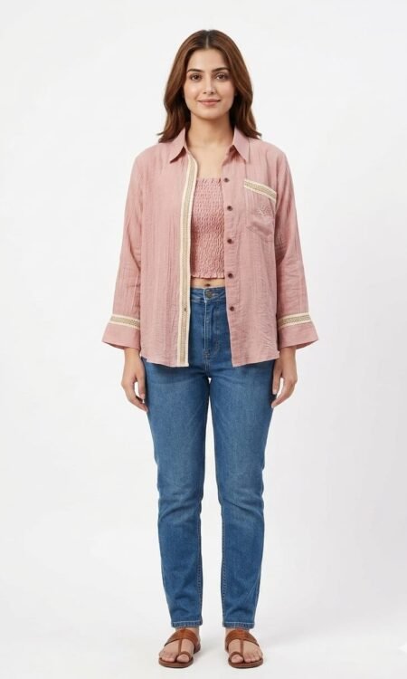 Blush Pink Lace Zig zag delicate shirt