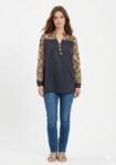 Black Embroidered Floral Shirt