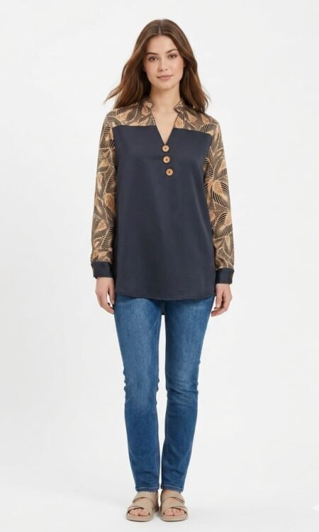 Black Embroidered Floral Shirt