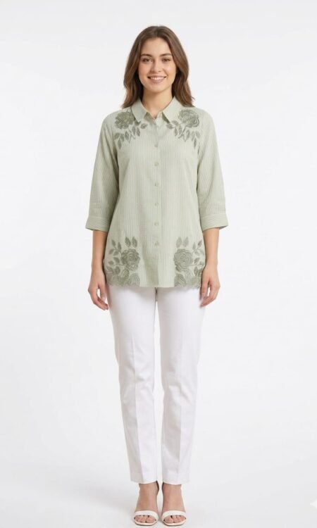 Embroidery & Artisanal Pista Green Shirt