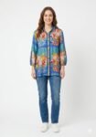 Floral vibrant blue top