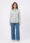 Striped & Scalloped Linen Shirt