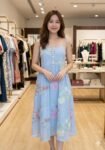 soft blue embroidered dress