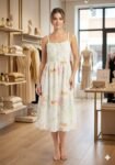 Pastel Blue Floral Embroidered Midi