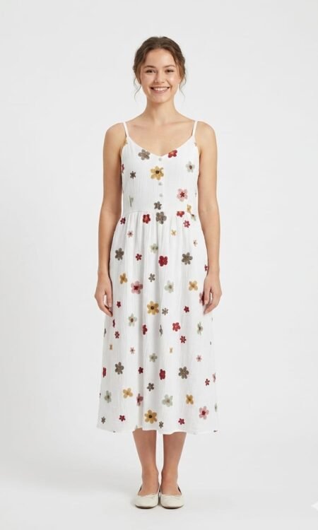 white embroidered dress