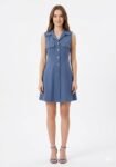 denim-style sleeveless dress