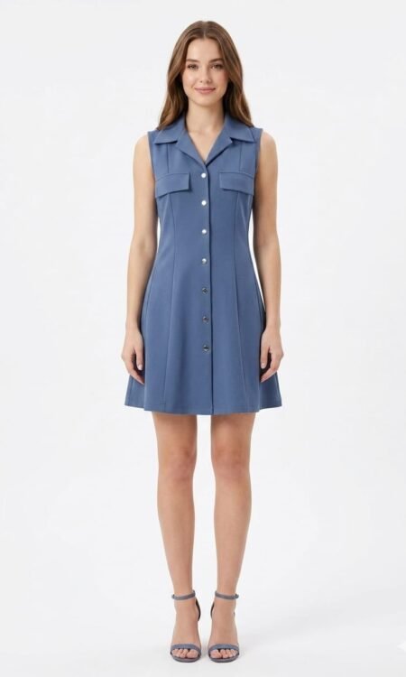 denim-style sleeveless dress