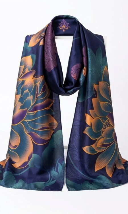 Midnight Dahlia Premium Silk-Satin Scarf