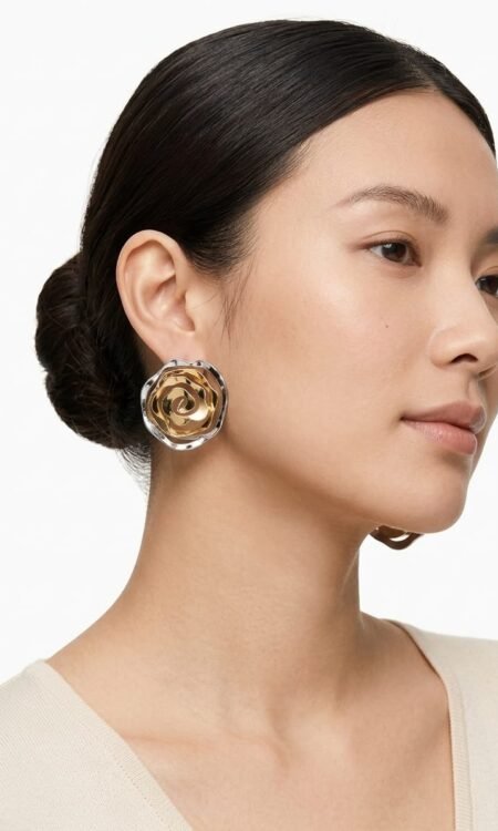 The Aurelia Mixed-Metal Sculptural Rose Earrings