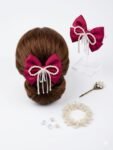 Premium Whimsical Satin Bow & Pearlescent Hair Barrette