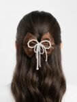 Premium Whimsical Satin Bow & Pearlescent Hair Barrette