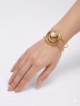Premium Sculptural Pearl Swirl Wire Cuff Bracelet