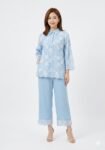 powder blue cutwork and Schiffli co-ord set