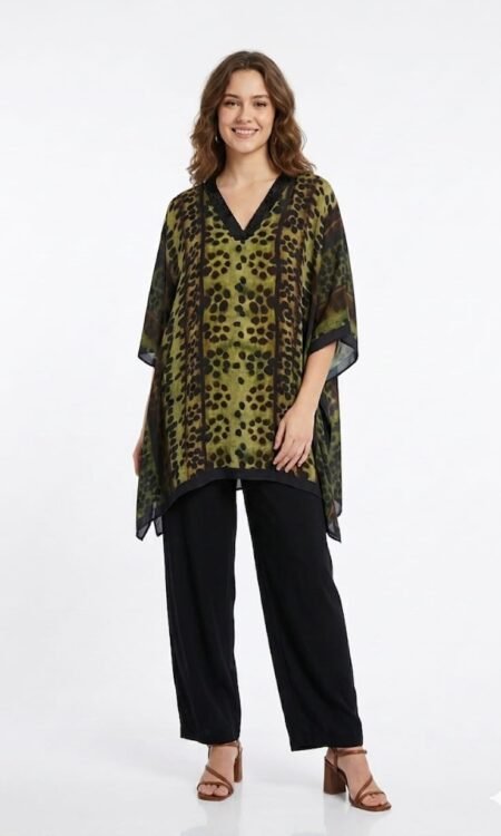 Olive Green Chiffon Kaftan