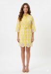 buttercup yellow Schiffli shirt dress